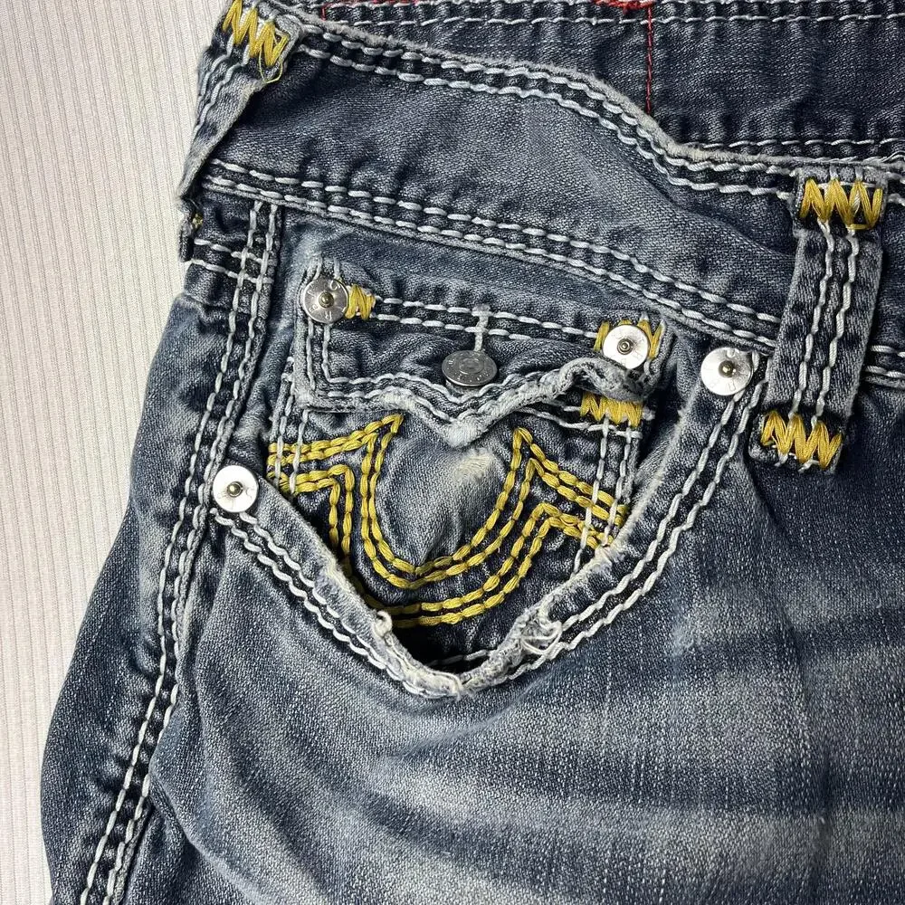True Religion Section Straight Jeans Mens 36x31 Blue Denim Straight Leg